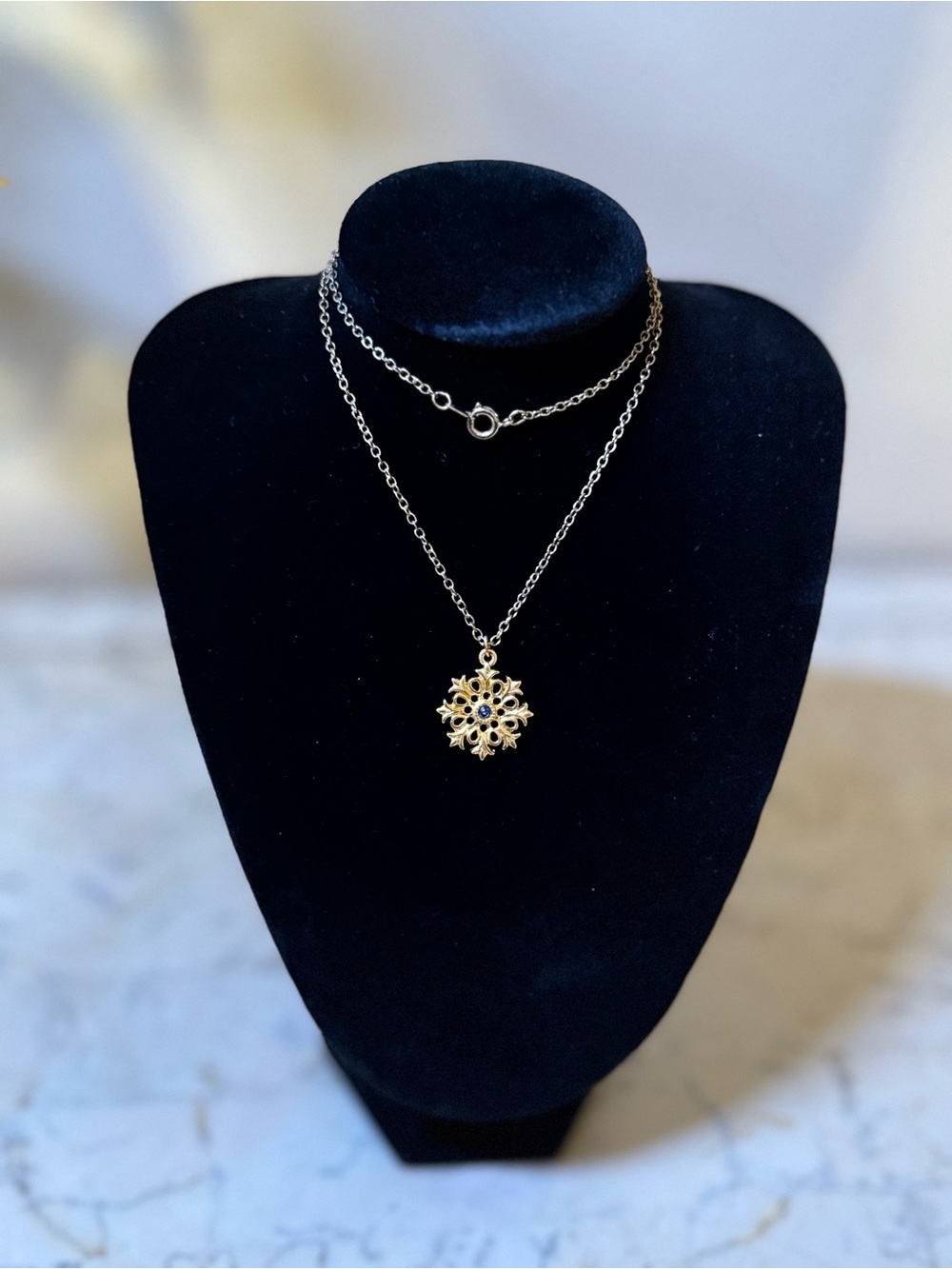 Gold Snowflake Pendant Necklace - Picture 6 of 6